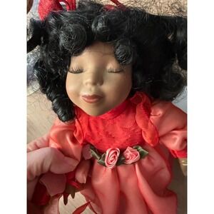 Collector's Choice Janet Porcelain Musical Doll Red Dress Vintage Style COA